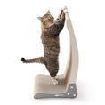 Load image into Gallery viewer, Tabby cat standing upright on hind legs, stretching and scratching the Nookaroo Bennu vertical scratcher