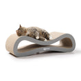 Load image into Gallery viewer, Tabby cat curled up asleep on the Nookaroo Agatha Infinity lounge scratcher