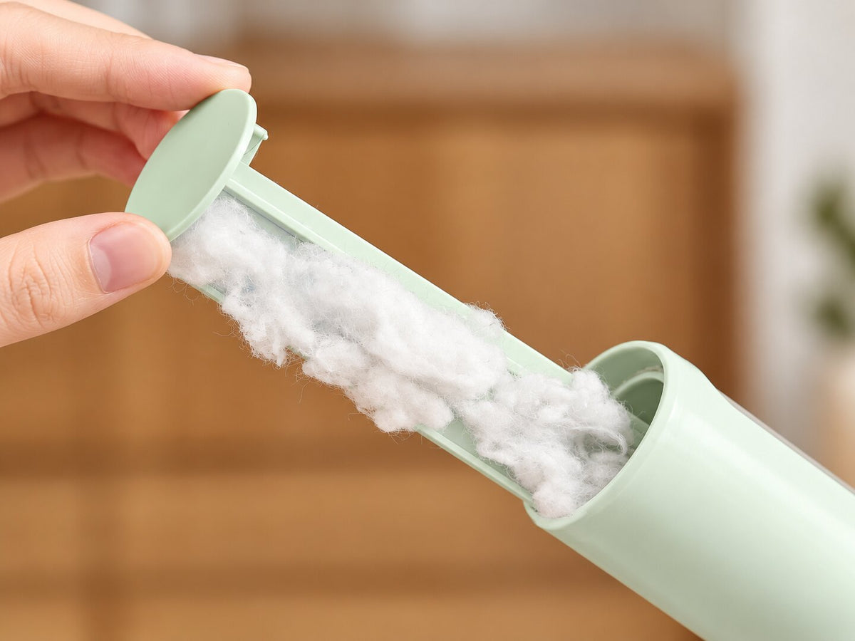 Removable collection insert holding gathered lint — styled supplier image
