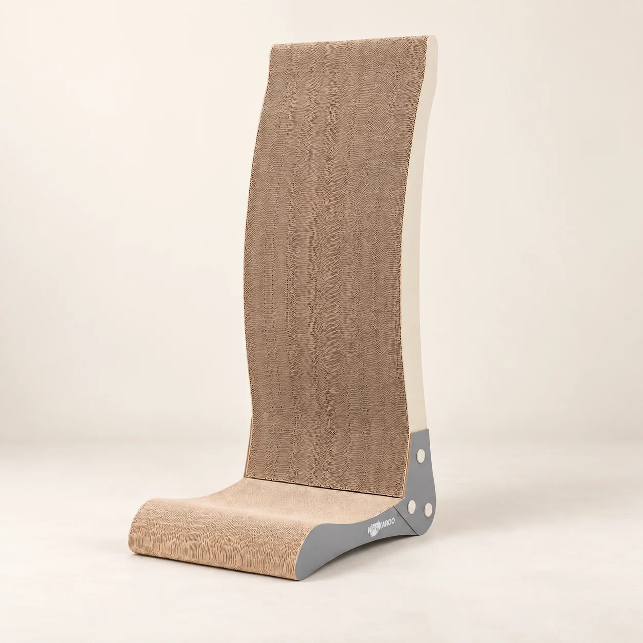 The tall curved Bennu scratcher on a warm neutral background